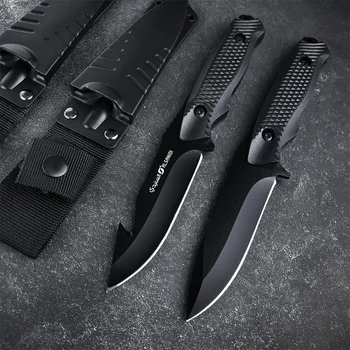 Нов уличен тактически прав нож, гамаши, нож с кука, малка черна пантера, нож с фиксирано острие, ABS-обвивка за самозащита