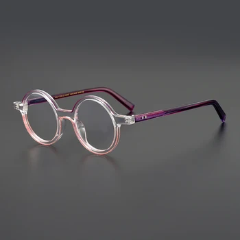 Нова висококачествена ронлив прах, модни кръгли рамки за очила, мъжки ацетатные оптични очила, дамски очила при късогледство рецепта
