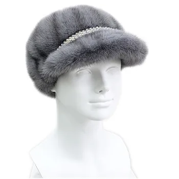Нова зимна шапка от естествена кожа на норка, руска бейзболна шапка, пухкав топъл дамски шапки