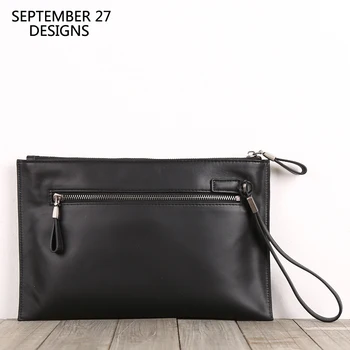 Нова модерна чанта-клатч от естествена кожа, Луксозна мъжка бизнес чанта от ръчно изработени от телешка кожа, всекидневни органайзер-плик, чанта за ръце