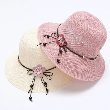 Нова панама, сламени шапки за жени, за почивка, декорация от слама на открито, на почивка, на слънцезащитен крем предпазва от слънцето