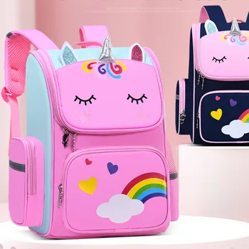 Новата училищна чанта за момичета, чанти за началното училище, детска раница, чанта, голям капацитет, водоустойчив, с няколко джобове, ученически чанти, топла разпродажба