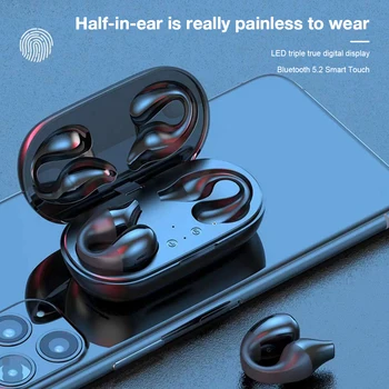 Нови Безжични Слушалки Bluetooth 5.2, Скоба за ушите, ушите С Led цифров Дисплей, Стерео Спортни Отворени Слушалки, Слушалки За Шофиране