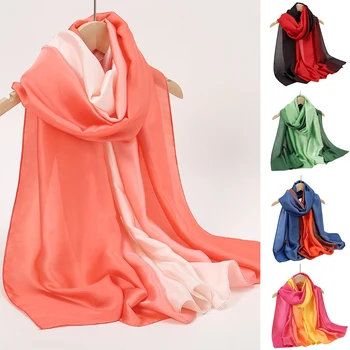 Нови копринени шалове, маски, копринен шал наклон на цвят, женски мюсюлмански hijabs, дълга копринена слънчеви шалове, модерен маточната кърпичка