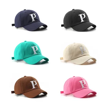 Нови модни памучни шапки унисекс с буквата P, шапки корейски дизайн, бейзболна шапка, градинска ежедневни солнцезащитная шапка, слънчеви шапки Bones