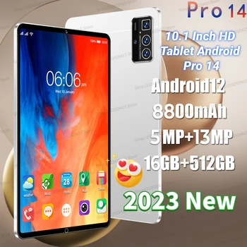 Новият 10.1-Инчов HD Таблет с Android Pro 14 16G + 512GB Глобалната Версия на Tablette За лаптоп 5G С Две SIM-карти или WIFI Google Play Таблети