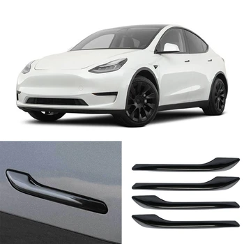 НОВОСТ-Автомобили Врата копчето Амбалажна Капак за Модел на Tesla 3 4 бр. Автомобилна Врата копчето Model3 2017-2019 Стикер За Модификация на Автомобила