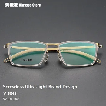 Норвегия Класически бизнес квадратни очила безвинтовая сверхлегкая рамки за очила Мъжки слънчеви очила от амониев титан рецепта Гуменият пръстен