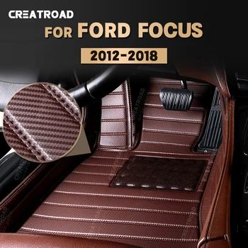 Обичай Подложки, изработени От Въглеродни Влакна За Ford Focus 2012-2018 13 14 15 16 17 Метра Carpeted Floor Автомобилни Аксесоари За Интериора