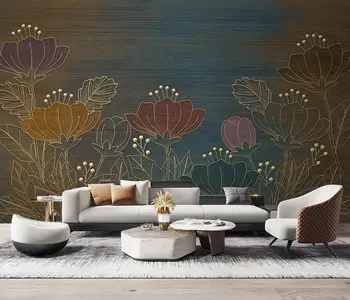 Обичай тапети с растения и цветя в скандинавски стил за стени спални фон дивана фон спални артистични тапети за хола