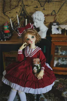 Облекло за кукли BJD е подходящ за гигантски кукли 1/3 1/4 1/6 от размера, червена рокля в стил Лолита