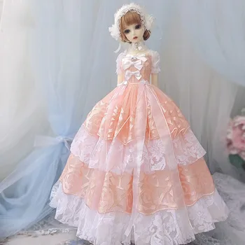 Облекло за кукли BJD подходящ за темперамента на 1/3 от 1/4 от размера, шифоновая пола с дълъг нос, рокля с помпоном, аксесоари за кукли