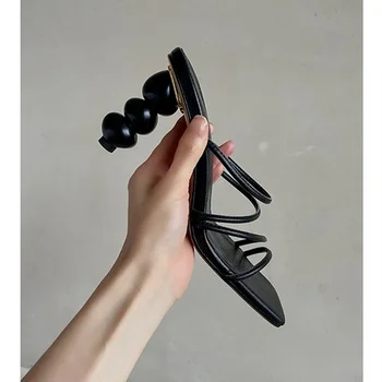 Обувки-лодка на висок ток, Сандали дамски летни обувки на висок ток 2022 Нов дизайн Sense Niche Ins Модни обувки на ток с отворени пръсти лукс