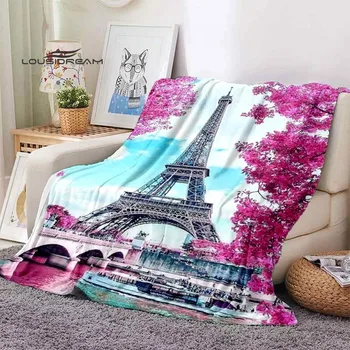 Одеяло с Айфеловата кула, модерно фланелевое одеяло с гледката, покривки за легла, мека постилка с 3D принтом, покривка за дивана, подарък за пътуване, къмпинг