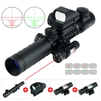 Оптичен мерник и 3-9x32 с подсветка, далекомер, наблюдението пушка, холографски мерник с 4 прицелами, 20 мм червен лазер Grenn за лов