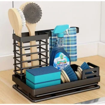 Органайзер за кухненски плот с закачалка за кухненските кърпи-за Съхранение на четки-Сушилня с източване на