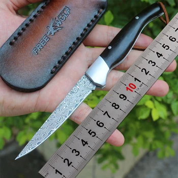 Остър джобен нож с острие от дамасской стомана с висока твърдост, сгъваем нож с эбонитовой дръжка, инструмент за нощуване на открито EDC