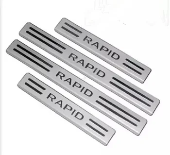 Панел от неръждаема стомана/защитен стикер на прага, автомобилен стайлинг за Skoda Rapid 2013-2018, автомобилен стайлинг