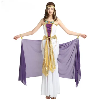 Парти в чест на Хелоуин Египетски фараон Лилаво Клеопатра с костюм за игри на формата на Окото прежди Cosplay костюм женствена рокля