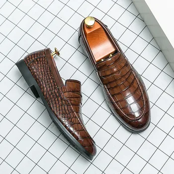 По-големи размери 38-48, модерен бизнес и ежедневни кожени обувки за мъже, мода елегантни мъжки модел обувки, мека дишаща мъжка официална обувки