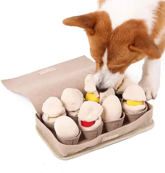 Подложка за снаффла ATUBAN за кучета, подложка за бавно хранене, здрав интерактивен подложка за кучета с скрипучими играчки-пъзели, плюшени яйца, играчки за носа