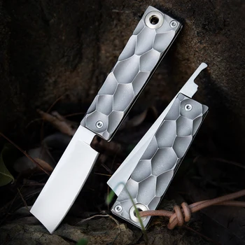 Портативен сгъваем нож от титанова сплав, универсален нож за нощуване на открито, малък инструмент, нож за самозащита с нож 440c, остър режещ нож