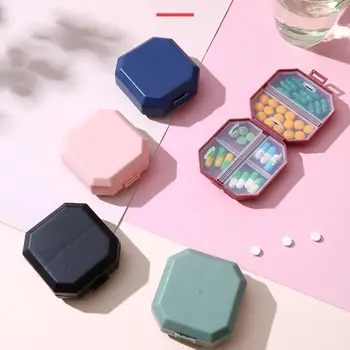 Преносим мини-органайзер за таблетки с 6 сетчатыми службите на Пътна кутия за таблетки в скандинавски стил, кутии за лекарства и комплект за дозиране на таблетки