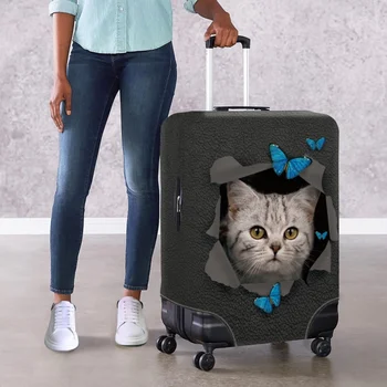 Продава чанта за багаж с принтом Crazy Cat, еластичен защитен калъф за куфар количка 18-32 инча, прахоустойчив, чанта за багаж, аксесоари за пътуване