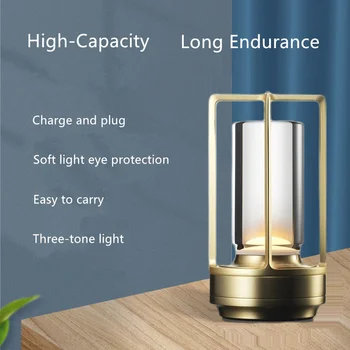 Проста зарядно устройство ще захранване на настолна лампа с потъмняване Атмосфера на Ретро Преносима настолна лампа за ресторант, бар, тъчпад, USB-настолна лампа, настолни лампи за спалня