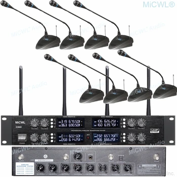 Професионален MiCWL D3880 8-канален безжичен микрофон за обучение конферентна зала, кондензаторен микрофон с гъши врата, независим конектор XLR