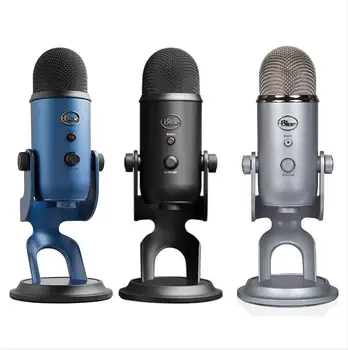 Професионален USB микрофон Yeti с множество шаблони за записване и стрийминг Синьо, сребристо черно Допълнителен кабелен 16 Ома