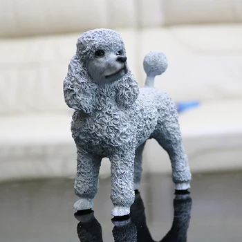 Пудел куче домашен любимец Модел от смола фигурка за украса Моделиране Пудел куче фигурки на домашни животни, играчки Коледен подарък за деца на кукла