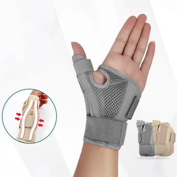 Регулируема шина за палеца, която поддържа китката, превръзка за тендинита, артрит, дишащ протектор за палеца, подходяща за дясна и лява ръка