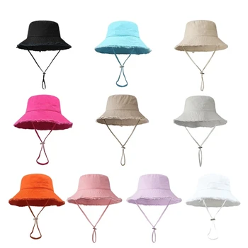 Регулируема широка периферия шапка дишаща многоцветен изтъркан дизайн широка периферия лятна рибарска шапка унисекс