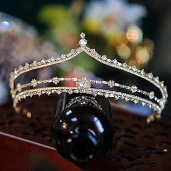 Ретро кристален сватбената корона на булката, шапка, за парти по случай рожден ден, прости бижута, аксесоари за жени, модни трехъярусные диадеми 2023