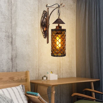 Ретро стенен лампа в скандинавски стил, монтиран на стената лампа e27 за баня, нощно стъклена керосин лампа, бар, коридор, лампа в стил кънтри