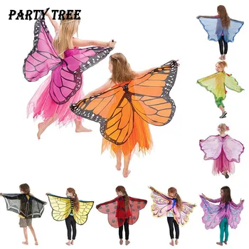 Речта на пеперуда на Ден за защита на децата, крила с шнорхел, детски карнавал за Хелоуин, карнавалните дъждобран с папийонка и елф, вечерни костюмиран