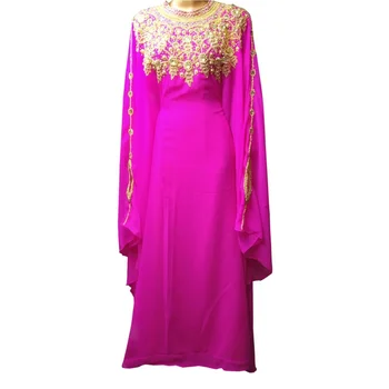 Розов халат блестящ Дубай женски мюсюлмански женски арабски дизайн женски европейските и американските модни тенденции дължина 52 инча