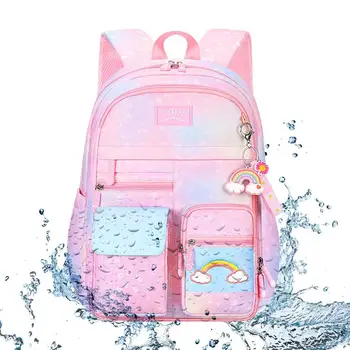 Розова чанта за книги, множество джобове, раници за момичета, училищни градиент розова чанта за начално училище, модел раница, училищен