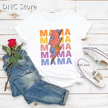 Рок-Мамо, Леопардовая Тениска за мама, Ден на майката, Тениска На Рожден Ден, Дамски Тениски С Писмото принтом За мама, Модна Тенденция Тениска, Femme Tumblr, Блузи, Чай