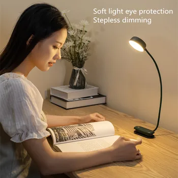 Светодиодна настолна лампа за защита на очите, зареждане чрез USB, плавно спиране на тока, настолна лампа за четене, с три източника на светлина, на нов подарък за нощни лампи