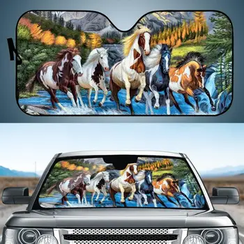 Сенника на предното стъкло на превозното средство с шарките на бягащи коне и животни, сгъваема кола UV-рефлектор, сенника на прозореца на кола