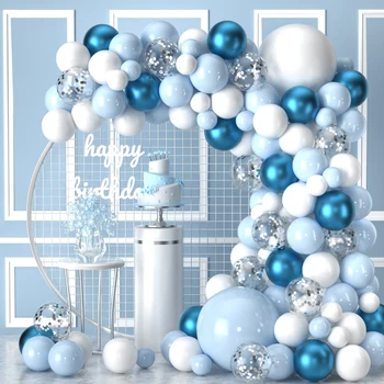 Сини балони Комплект за гирлянди Декор за парти по случай рождения ден на Детска сватба Аксесоари за парти по случай рождения ден на Декор за душата на детето Латексови балони Глобуси
