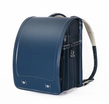 Синята японска училищна чанта за момчета, раници от изкуствена кожа, водонепропусклива ученически чанти с автоматична ключалка за студенти, чанта за книги, детски чанта