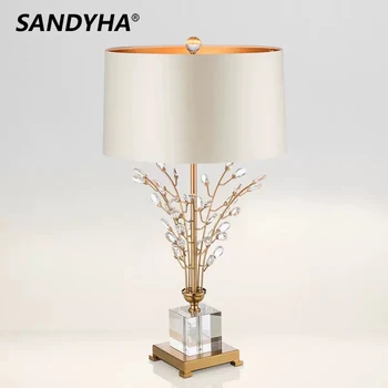 Скандинавска Креативна Луксозен Кристален Настолна Лампа Клон на Домашен интериор малка странична Лампа за Спални Хол Кабинета Лампа За Четене Лампа