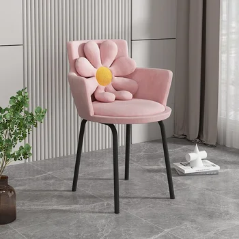 Скандинавски домашен стол за грим Розово кадифе Модерно обзавеждане, мебели Хол, Стол за почивка, Луксозна спалня, Скрин Меки столове Ins