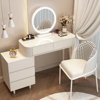 Скрин за спалня, маса за багаж, бяла таблата за гримиране, Луксозни тоалетни масички, минималистичное led огледало, мебели Tavolo Trucco LJ50DT