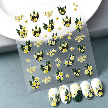 Сладка серия щампована стикер за дизайн на ноктите Жълти цветя Дизайн интериор-тънки приказно плъзгачи етикети за маникюр накрайници за нокти аксесоари