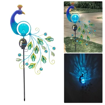 Слънчевата светлина Peacock сензор за дъжд, лампа за косене на трева, реколта лампа за слънчева батерия под формата на паун, зелена лампа за украса, нова