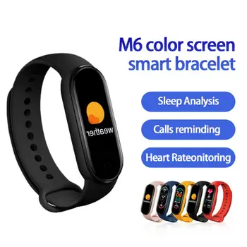 Смарт гривна M6 Смарт часовници фитнес тракер наблюдение на сърдечната честота следи кръвното налягане Цветен екран на смарт гривна за мобилен телефон